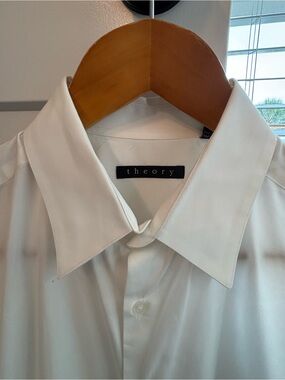 Theory Men's White Button-Up Dress Shirt